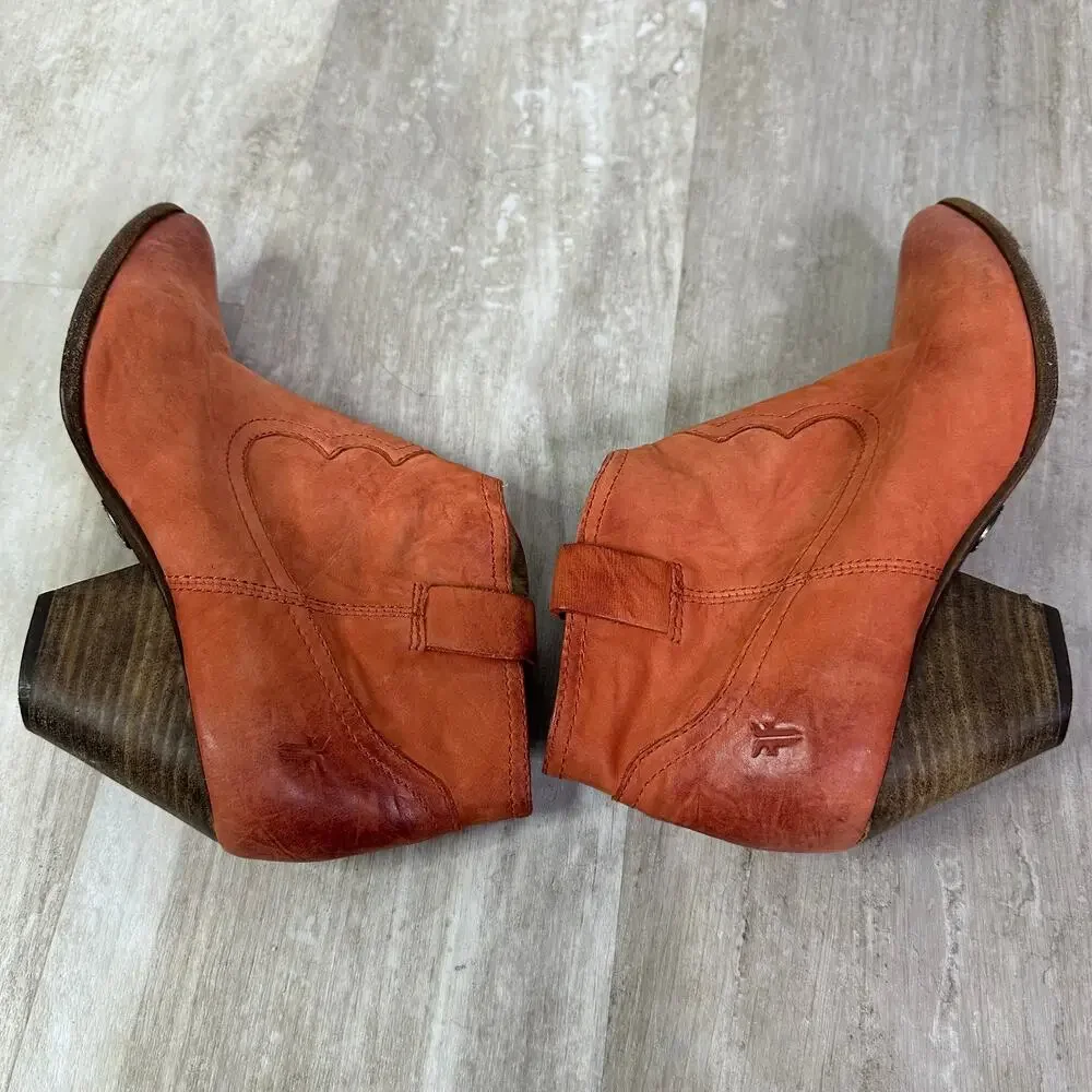 Frye Orange Leather Ankle Booties - Picture 6 of 8